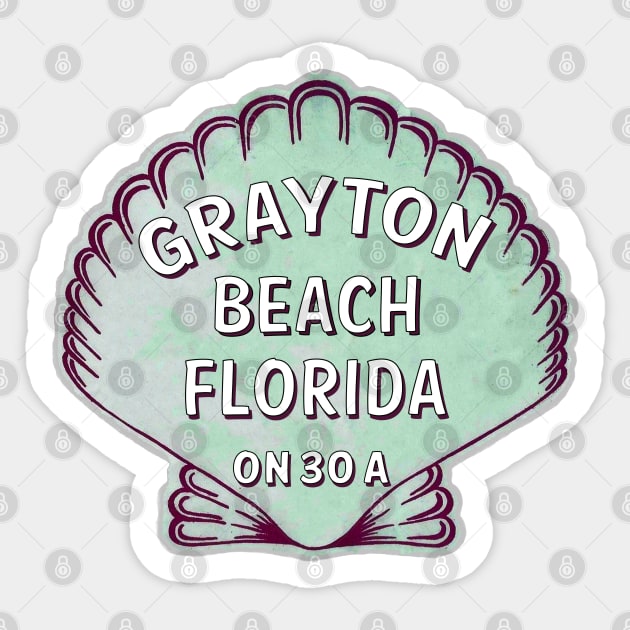 Grayton Beach Florida 30A Vintage Shell 30 A Sticker by TravelTime